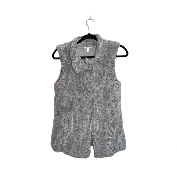Maurices Gray Asymmetrical Collar Open Front Sherpa Vest Xsmall Women’s - Picture 2 of 11